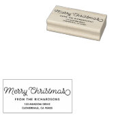 Merry Christmas Script Familienaam Retouradres Rubberstempel (Gestempeld)