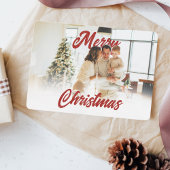 Merry Christmas Script Family Custom Photo Feestdagenkaart
