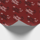 Merry Christmas Script Font Red Pattern Cadeaupapier (Hoek)