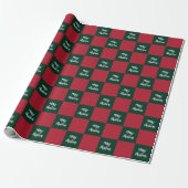 Merry Christmas Script Green and Red Checkerboard Cadeaupapier (Uitgerold)