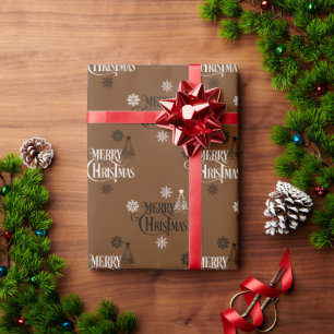 Merry Christmas  Script lettertype Coffee Brown Cadeaupapier