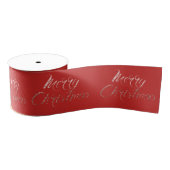 Merry Christmas Script Red Joy Pink Rose Gold Grosgrain Lint (Spoel)