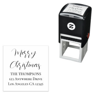 Merry Christmas Script Return Naam Adres Zelfinktende Stempel