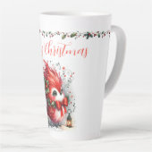 Merry Christmas Script with Whimsical Holiday Bird Latte Mok (Rechterhoek)