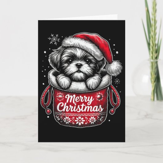 Merry Christmas Shih Tzu Graphic Tee Kaart (Voorkant)