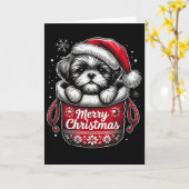 Merry Christmas Shih Tzu Graphic Tee Kaart (Gele Bloem)