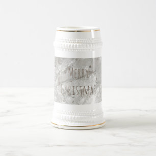 Merry Christmas Shiny Crystal White Stein Bierpul