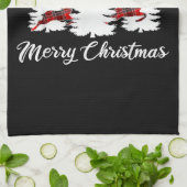 Merry Christmas Shirt for Women Buffalo Plaid Rein Theedoek (Gevouwen)