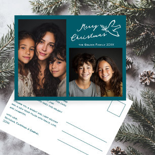 MERRY CHRISTMAS Simple Dove CUSTOM 2 FOTO Vakantie Briefkaart
