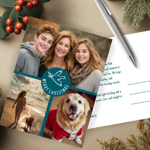 MERRY CHRISTMAS Simple Dove CUSTOM 3 FOTO Vakantie Briefkaart