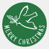 MERRY CHRISTMAS Simple Dove CUSTOM Holiday Ronde Sticker (Voorkant)