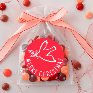 MERRY CHRISTMAS Simple Dove CUSTOM Holiday Ronde Sticker