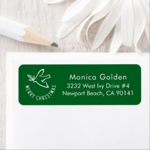 MERRY CHRISTMAS Simple Dove Holiday Retouradres Etiket