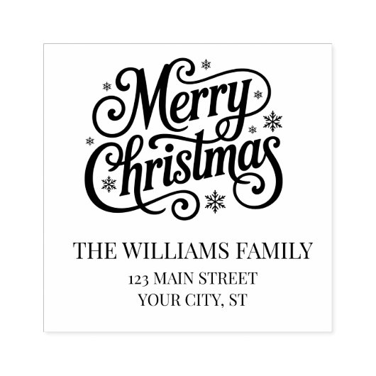 Merry Christmas simple script return address  Rubberstempel (Afrduk)