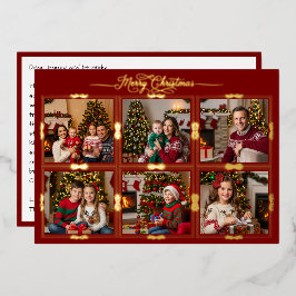 Merry Christmas Six Framed Afbeeldingen Voorzijde  Folie Feestdagenkaart