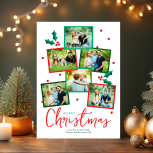 Merry Christmas Six Photo Collage Christmas Kaart