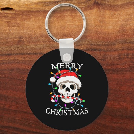 Merry Christmas Skull Skeleton Men Women Sleutelhanger (Voorkant)