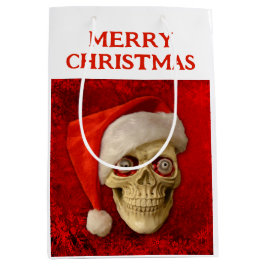 Merry Christmas. Skull wearing Santa hat Medium Cadeauzakje