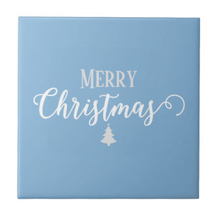 Merry Christmas Sky Blue Effen Kleur #85b5da Tegeltje