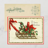 Merry Christmas Sled  Reproduction Briefkaart (Voorkant / Achterkant)