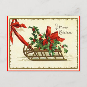 Merry Christmas Sled Reproduction Briefkaart