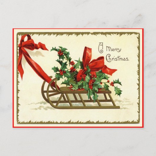 Merry Christmas Sled  Reproduction Briefkaart (Voorkant)
