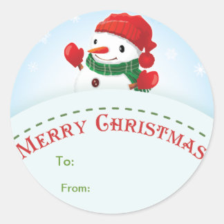Merry Christmas Sneeuwman Gift label Sticker