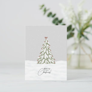 Merry Christmas Snow Christmas Tree Holiday Card Briefkaart