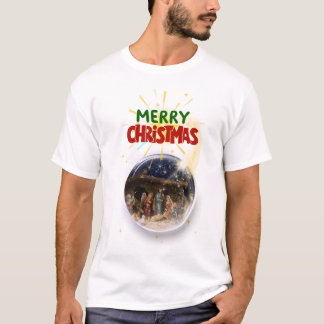 Merry Christmas Snow Globe Design T-shirt