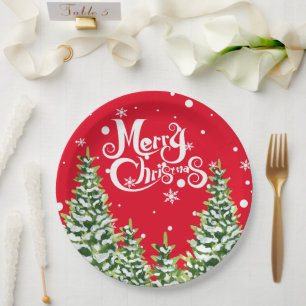 Merry Christmas Snow Trees Christmas Paper Bord