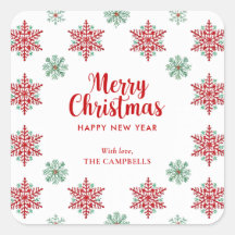 Merry Christmas Snowflake, Holiday Gift Sticker