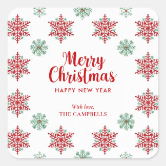 Merry Christmas Snowflake, Holiday Gift Sticker