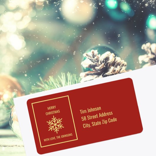 Merry Christmas Snowflake Retouradres Etiket