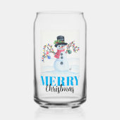 Merry Christmas Snowman Drinkware Set Blikvorm Glas (Voorkant)