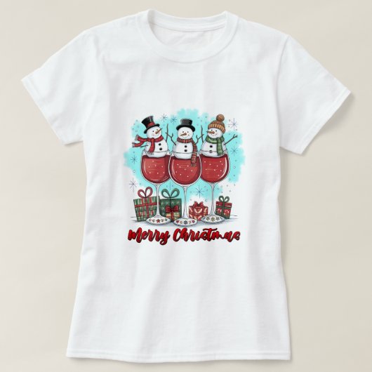 Merry Christmas Snowman et T-shirt vin (Design devant)