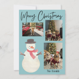 Merry Christmas Snowman Photo Card Feestdagenkaart