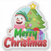 Merry christmas snowman sticker  (Voorkant)