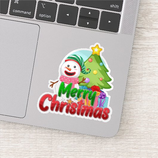 Merry christmas snowman sticker  (Detail)