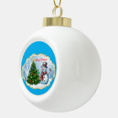 Merry Christmas Snowman Tree Cute Keramische Bal Ornament (Rechts)