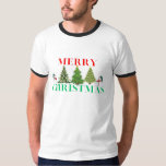 Merry Christmas Snowman & Tree T-shirt<br><div class="desc">Célébrez la saison des Fêtes avec ce charmant T-shirt Snowman & Tree "Joyeux Noël" ! Doté d'un bonhomme de neige joyeux et d'un sapin de Noël décoré, ce tee apporte la magie de l'hiver à votre garde-robe. Le design saisit la chaleur et l'enthousiasme de la saison des Fêtes, ce qui...</div>