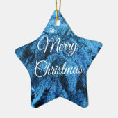 Merry Christmas Snowy Forest Spruce Star Keramisch Ornament (Links)