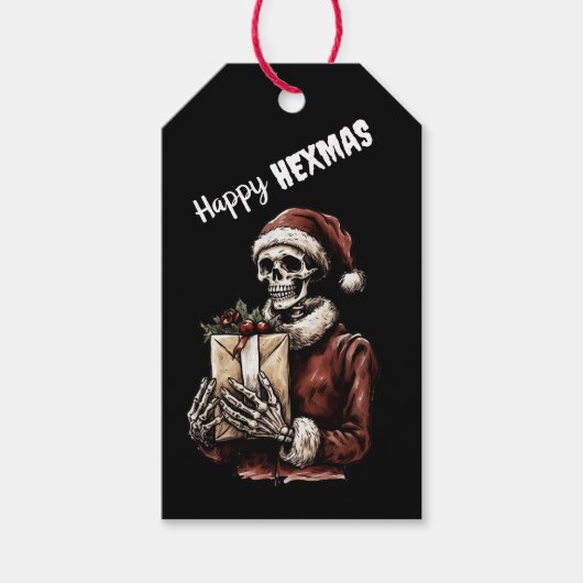 Merry Christmas Spooky Skelet Gothic Cadeaulabel (Voorkant)