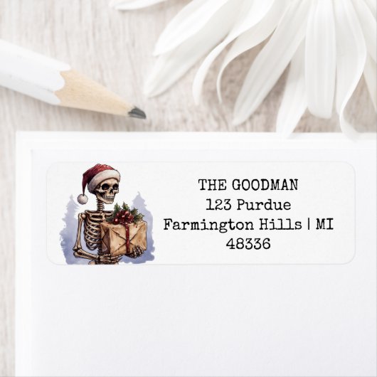 Merry Christmas Spooky Skelet Gothic Etiket (Insitu)