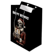 Merry Christmas Spooky Skelet Gothic Medium Cadeauzakje (Achterkant Gekanteld)