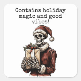 Merry Christmas Spooky Skelet Gothic Vierkante Sticker