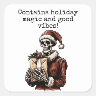 Merry Christmas Spooky Skelet Gothic Vierkante Sticker