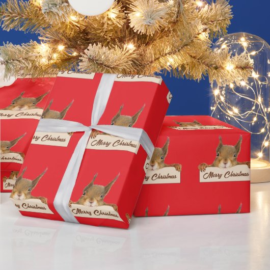 Merry Christmas Squirrel  Cadeaupapier (Feestdagen)