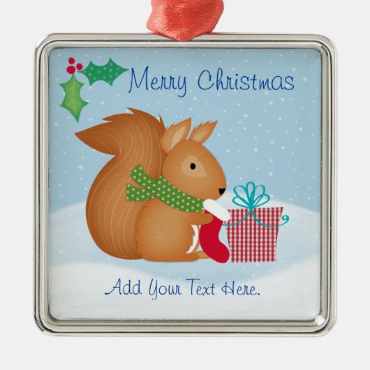 Merry Christmas Squirrel Ceramic Ornament (Voorkant)