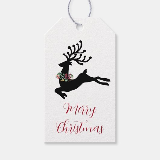 Merry Christmas Stag Gift Labels Cadeaulabel (Voorkant)