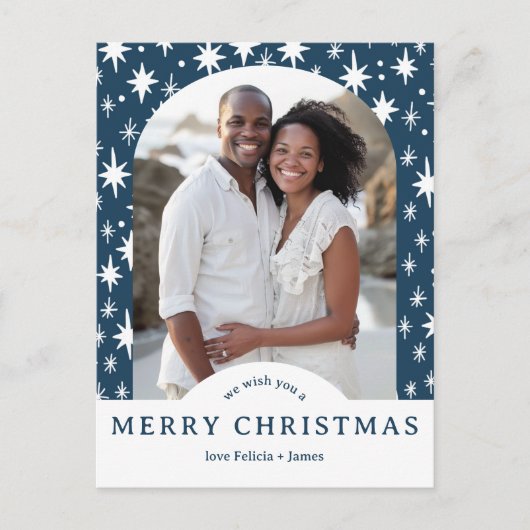 MERRY CHRISTMAS Stars Holiday CUSTOM Arch PHOTO Briefkaart (Voorkant)